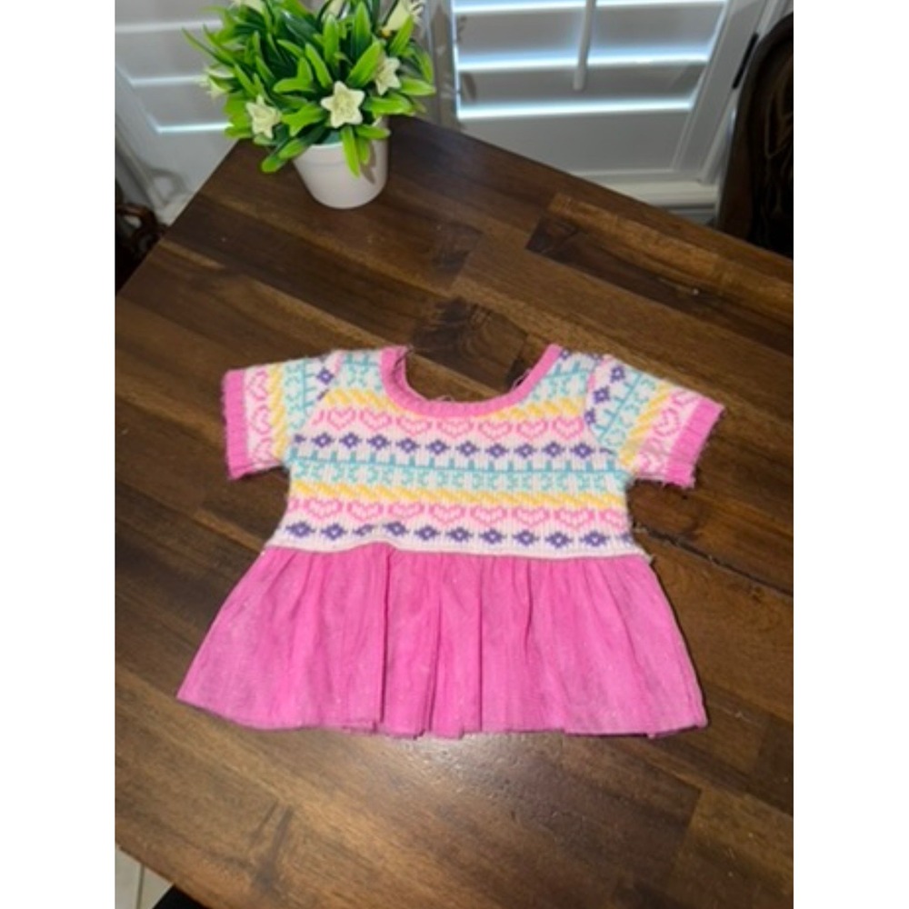 Build-A-Bear Workshop Pink Fair Isle Knit Tulle Skirt plush stuffed animal dress